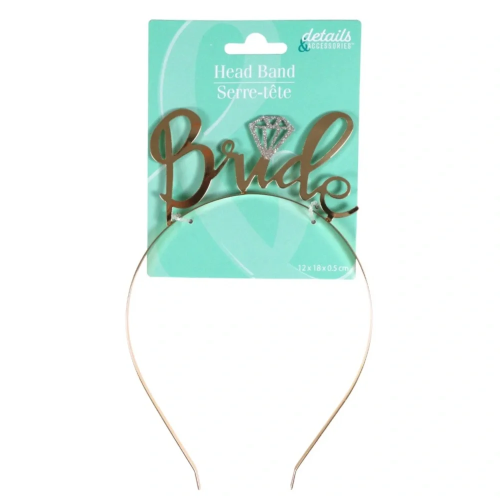 Details & Accessories Women’s “Bride” Metallic Gold Bridal Novelty Headband NWT